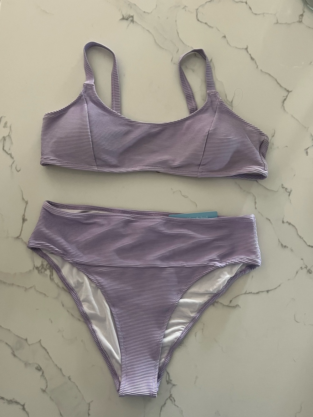 X-Large Lilac Ribbed Bikini Set